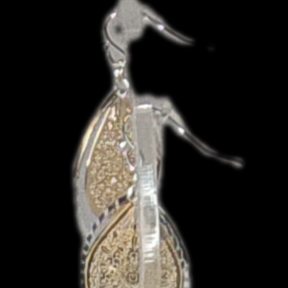 Hand-hammered Delicate Gold-Silver Filagree Open, Spinner Teardrop Earrings - Picture 15 of 15